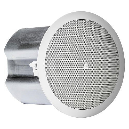JBL Control 16C/T 6.5 Inch 2-Way Ceiling Coaxial Speakers Pair
Ceiling speaker with metallic finish on a white background