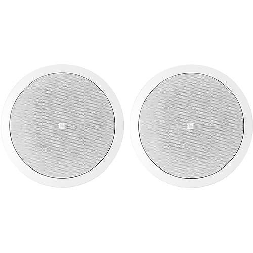 JBL Control 26CT 6.5 Inch 70V Coaxial Ceiling Loudspeaker Pair
Two ceiling speakers on a white background