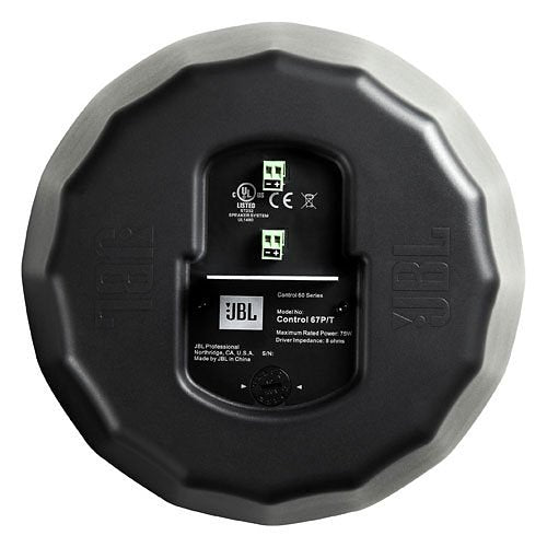 JBL Pro Control 67P/T 6.5 Inch Full-Range Pendant Speaker Pair
Back view of a JBL speaker with branding and specifications.