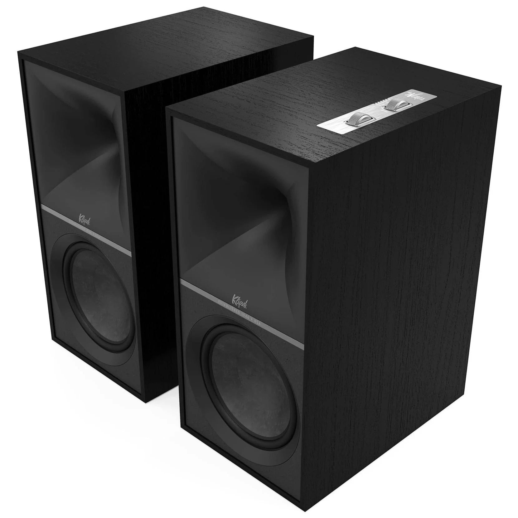 Klipsch The Nines Wireless Powered Speakers 480W Bluetooth Pair
Pair of black speakers on a white background 