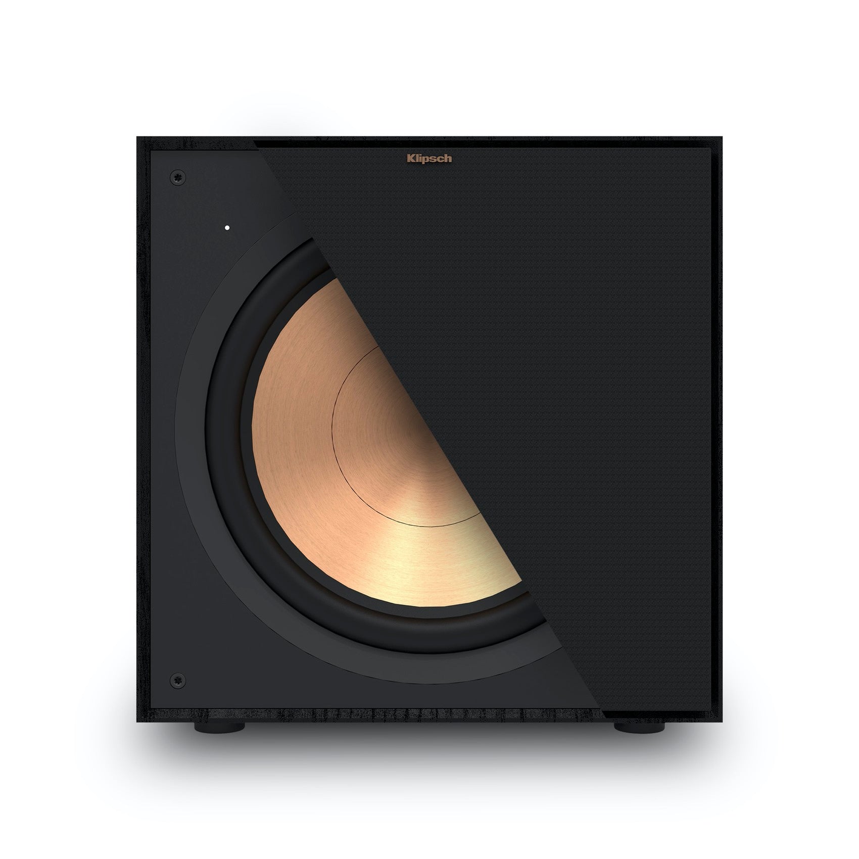 Klipsch R-121SW 12 Inch Front-Firing Powered Subwoofer 200W
Black Klipsch subwoofer on a white background