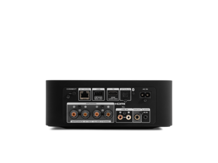 Marantz MODEL M1 U1B 2.1 Channel 100W Wireless Streaming Amplifier
Back view of a black electronic device with various ports on a white background
