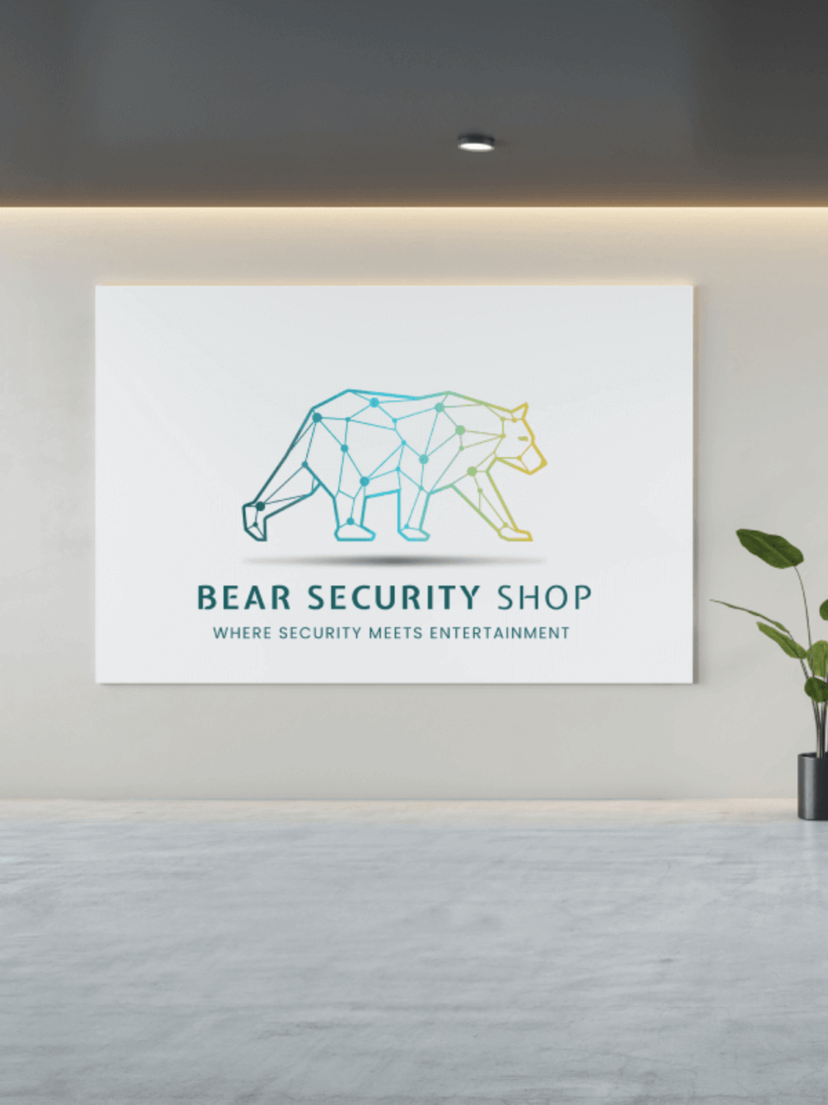 Mobile center logo whiteboard Office image with a whiteboard and Bear Security Shop Logo 