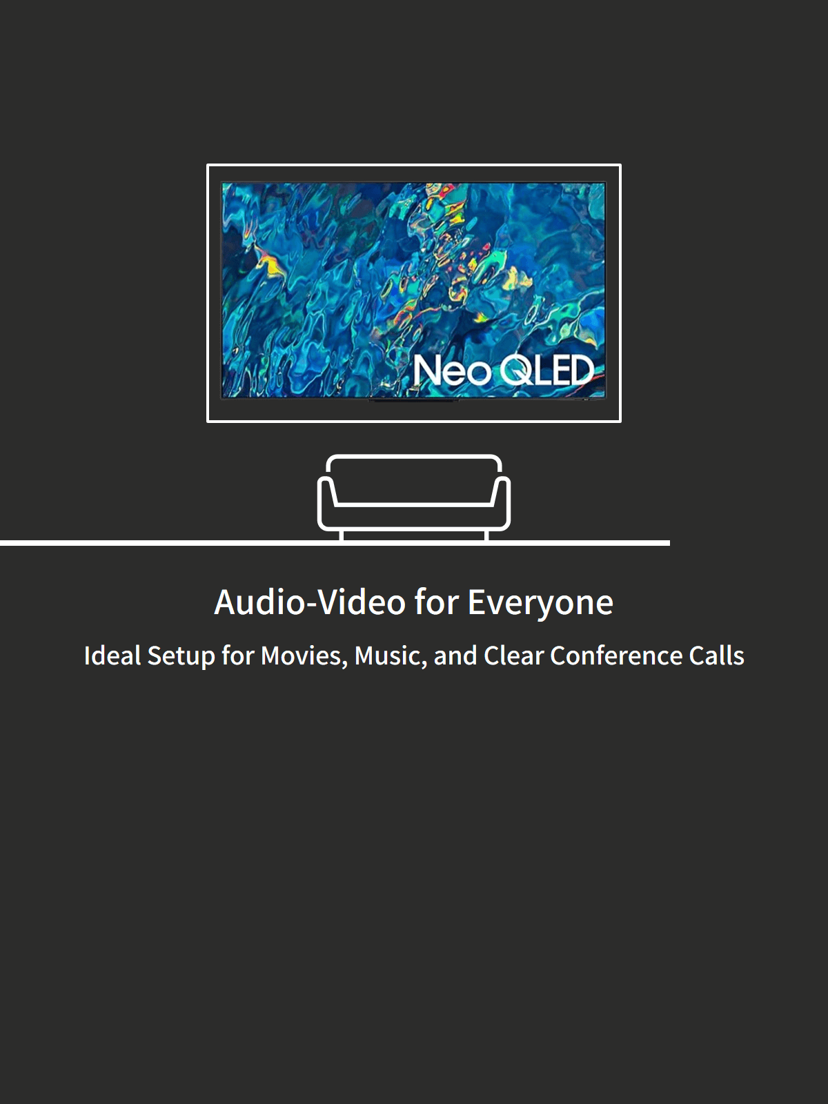 Mobile Slider Banner TV and Mini Sub Woofer and Headphones images with text Audio-Video for Everyone Find the Perfect setup for movies , music, or crystal clear conference room meetings