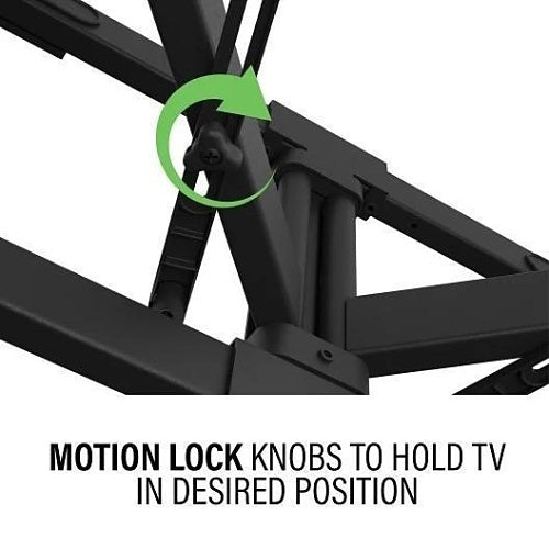 Sanus VODLF125-B2 Outdoor Full Motion TV Wall Mount 40–85 Inch
Black TV stand with motion lock knobs highlighted on a white background