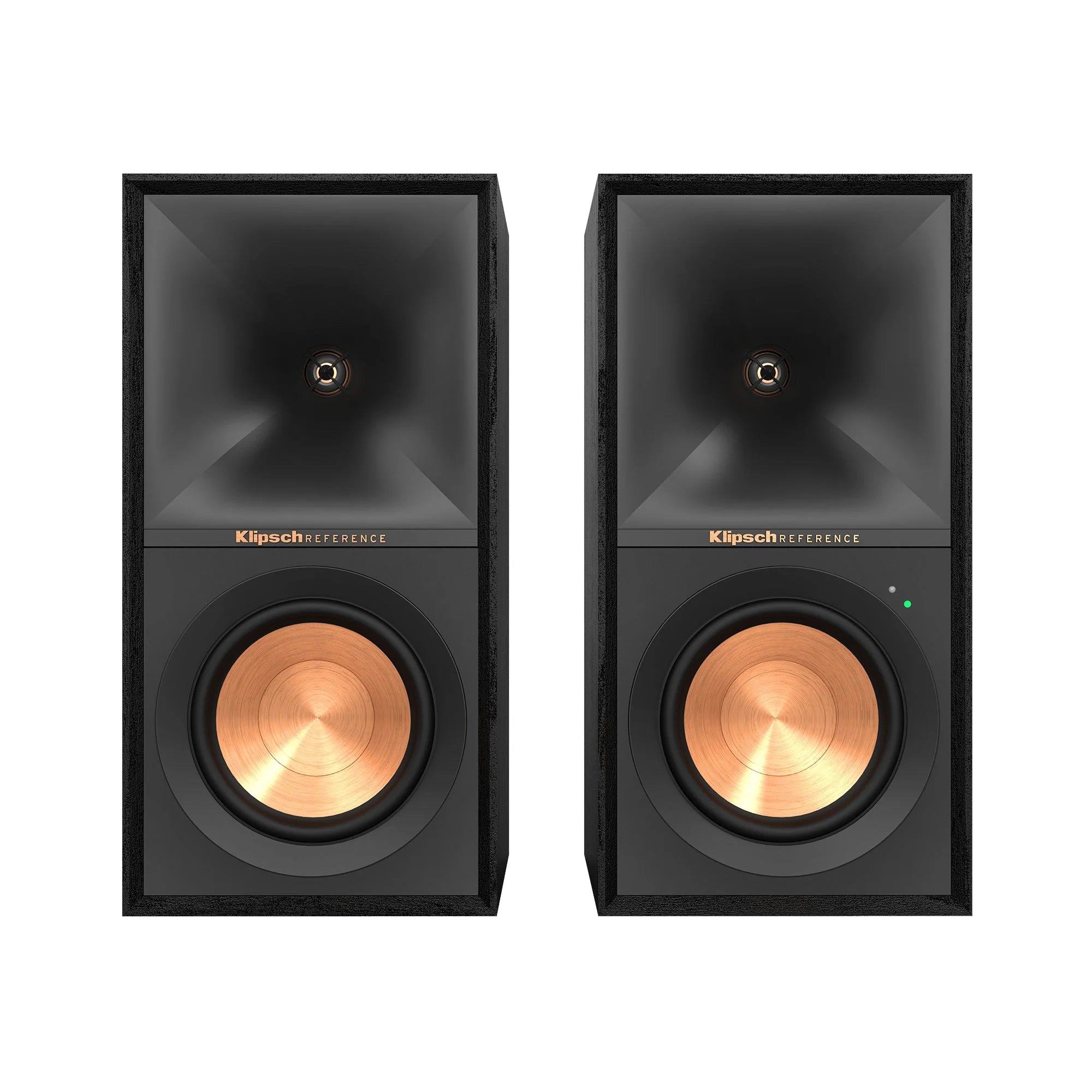 Klipsch R-50PM Powered Bookshelf Speakers 240W Bluetooth Black Pair Front Main View