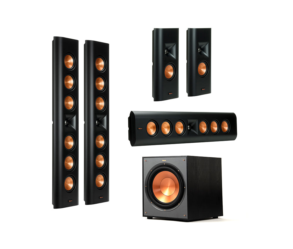 Klipsch RP-640D Reference Premiere On-Wall 2-Way Slim Speaker
Klipsch speaker system with multiple speakers on a white background
