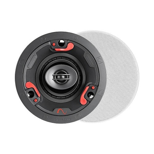 Episode Signature SIG-34-IC 4 Inch In-Ceiling Speaker
Ceiling speaker with black, gray, and red design on a white background
