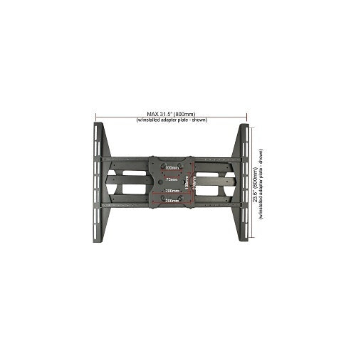 TV wall mount with dimensions on a white background