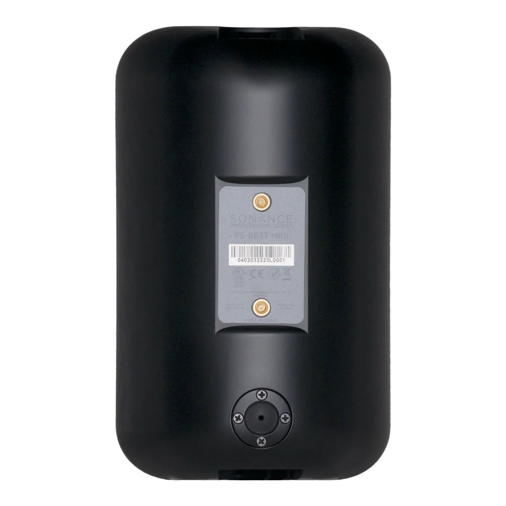 Sonance PS-S63T MKII 6.5 Inch Professional Surface Mount Speaker
Black electronic device with a label on a white background