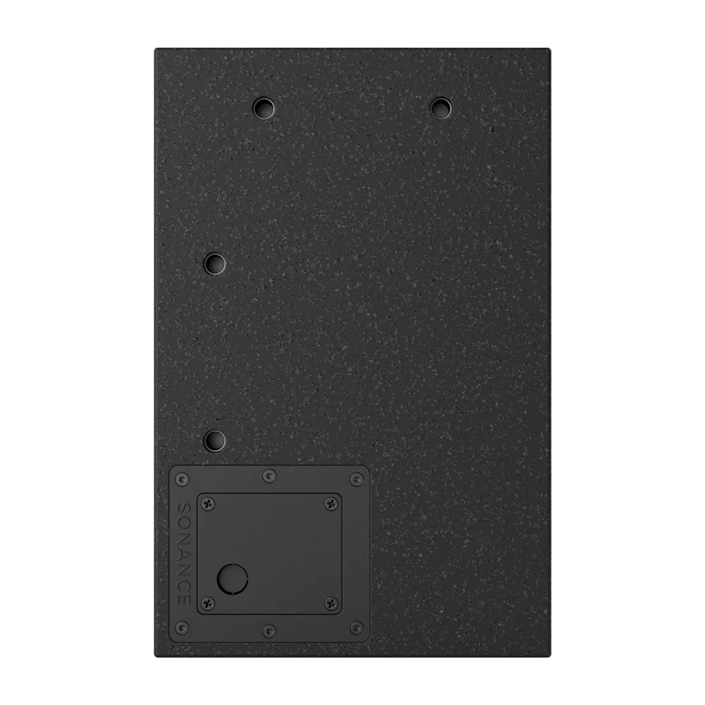 Black speaker grille with Sonance branding on a white background