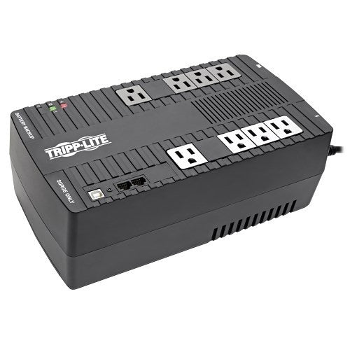 Eaton Tripp Lite AVR550U Desktop UPS AVR 550VA 300W 8 Outlets
Tripp Lite power surge protector on a white background