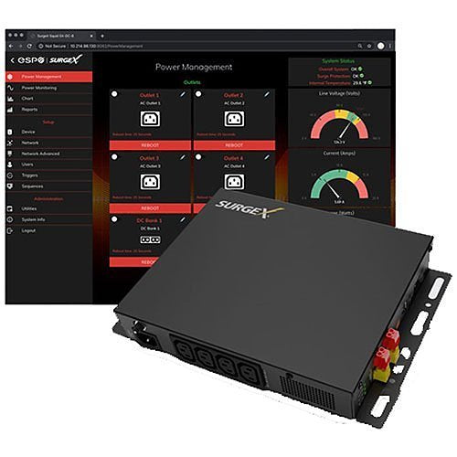 SurgeX SX-DC-8-24-120 Smart AC DC Surge Protector 24V DC Output
SurgeX power management device with software interface on a computer screen