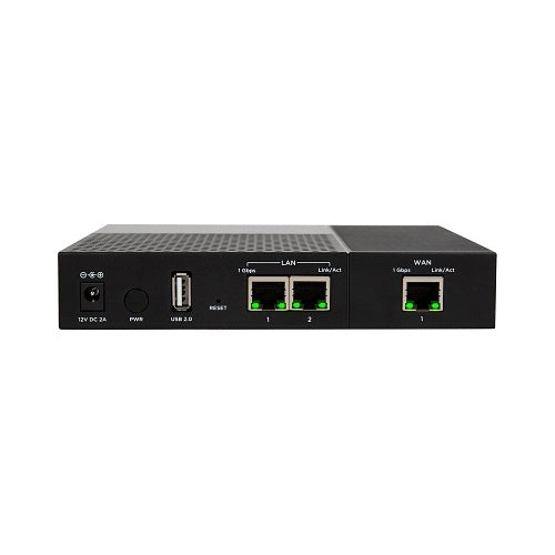 Araknis Networks AN-110-RT-2L1W-WIFI Pro Router Single-WAN VPN
Network switch with multiple ports on a white background