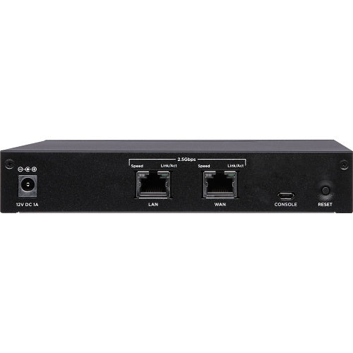 Araknis Networks AN-220-RT Single-WAN Router Multi-Gigabit VPN
Black network device with various ports on a white background