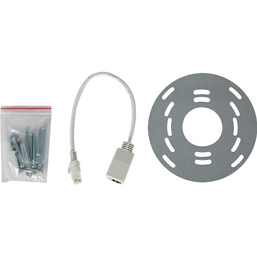 Araknis AN-820-AP-I Wi-Fi 6 Indoor Access Point 2.5G PoE
Light fixture installation kit with cable, mounting plate, and screws on a white background