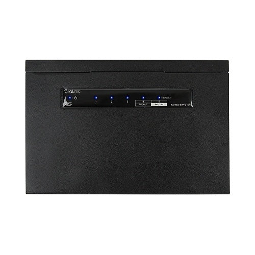 Araknis Networks AN-110-SW-C-5P Compact PoE Gigabit 5-Port Switch
Black electronic device with brand logo on a white background