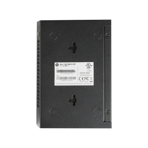 Araknis Networks AN-110-SW-C-5P Compact PoE Gigabit 5-Port Switch
Black electronic device with a label on a white background