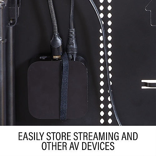 Sanus VIWLF128-B2 In-Wall Full Motion TV Wall Mount 42–85 Inch
Black electronic device with cables attached, likely used for streaming or AV devices, on a dark background.