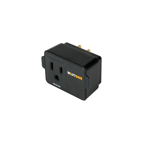 WattBox WB-200-1WT 1-Outlet Single Outlet Surge Protector Wall Tap
Black power adapter with 'Wattbox' branding on a white background