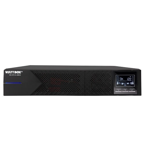 WattBox WB-UPS-OL-2000-8 Online Double Conversion UPS 2000VA 8 Outlets
Black power supply unit with digital display on a white background