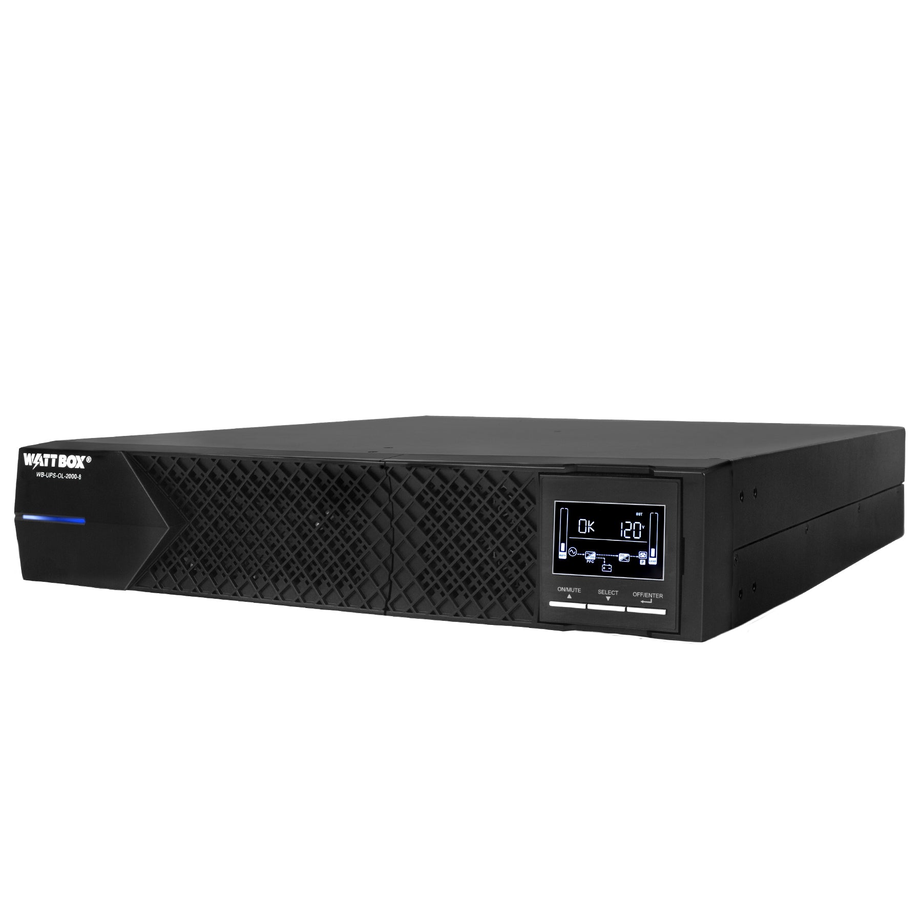 Black power supply unit with digital display on a white background