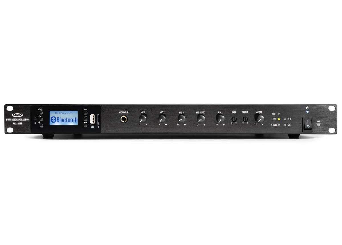 Pure Resonance Audio RMA120BT | 120W Rack Mixer Amplifier Bluetooth
