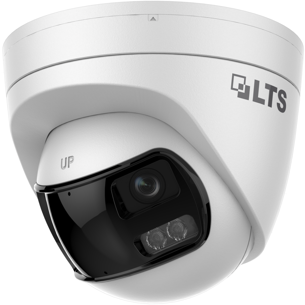 LTS LTCMHT3C5PW-28L 5MP Dual-Lens Color Panoramic Turret Camera
White LTS security camera on a white background