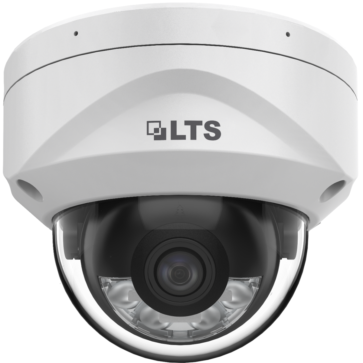 LTS LTCMIP7342WI-28MDA 4MP Smart Hybrid Light Dome Network Camera
White LTS security camera on a white background