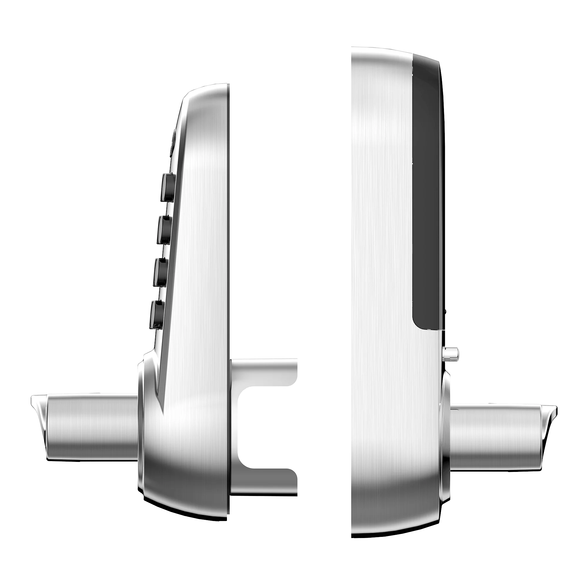 Chrome door handle on a white background