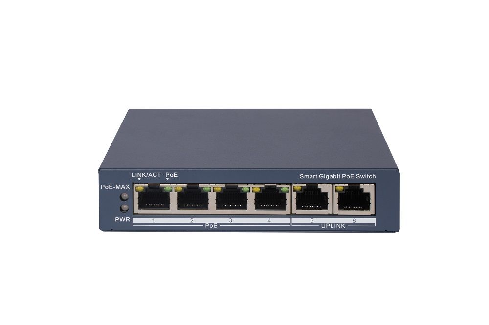 Network switch with multiple ports on a white background