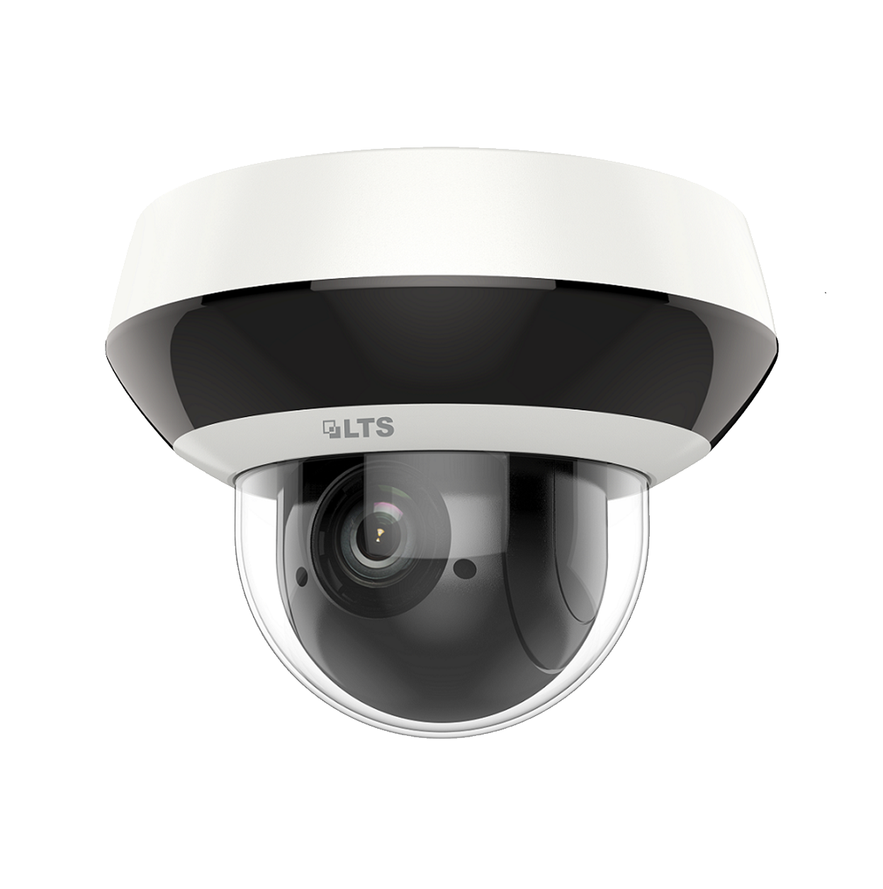 LTS LTPTZIP204W-X4IR 4MP Compact PTZ IP Camera 4x Optical Zoom
White security camera with LTS branding on a white background