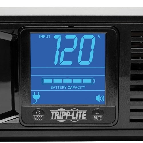 Eaton Tripp Lite SMART1200LCD 2U Rackmount UPS AVR LCD 1200VA
Tripp Lite power conditioner with digital display showing voltage and battery capacity.