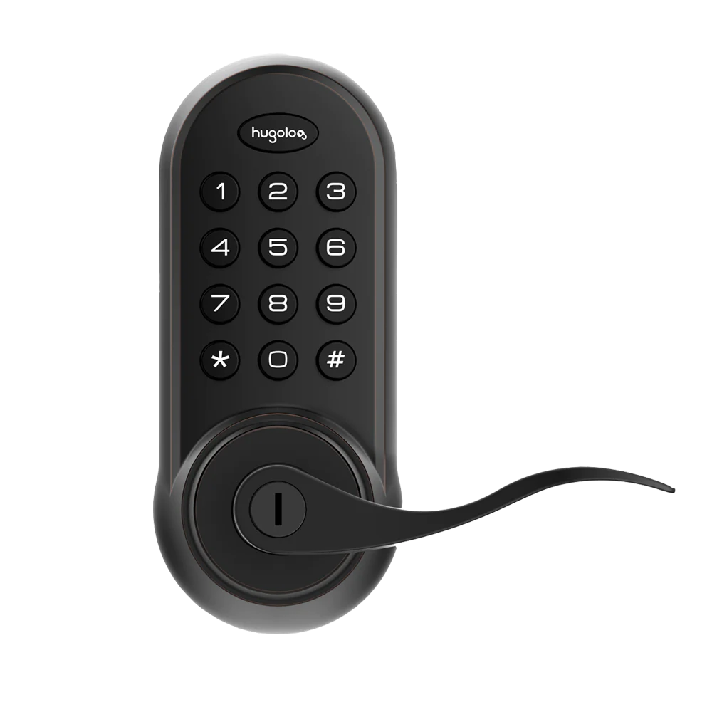 Black Hugolog Electronic Deadbolt Lock With Handle